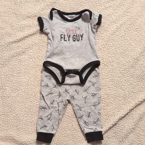 Baby Essentials Gray and Black Aviation-Themed Matching Set